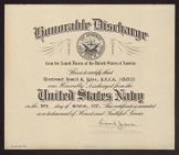 Honorable Discharge certificate for Donald R. Eglee